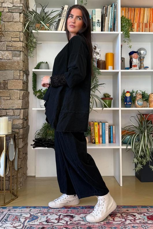 Lock Needlecord Panel Dip Side Top Black